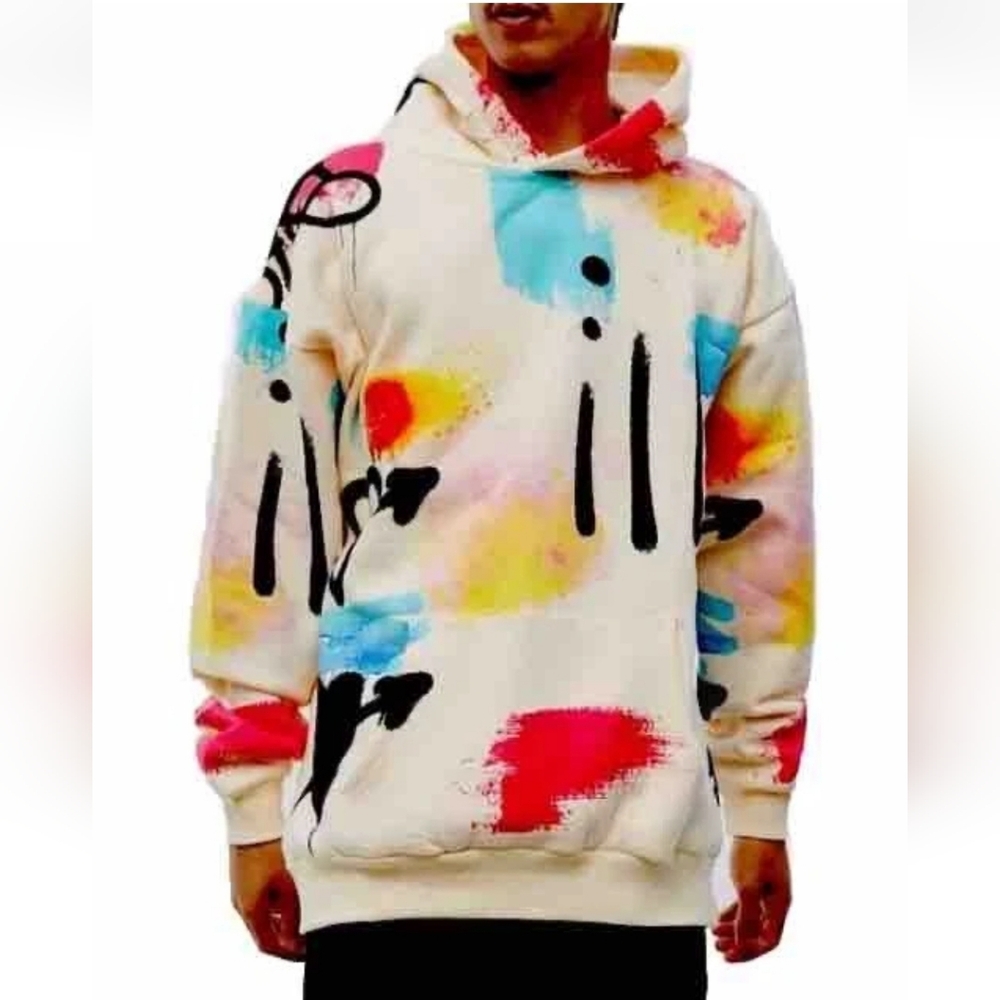 PacSun LA Hearts Scap Art Paradise Graphic Watercolor Hoodie Colorful Y2K
